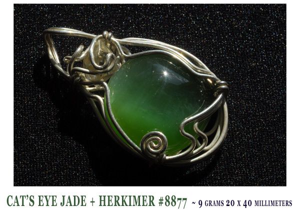 Chatoyant Jade Pendant + Herkimer Diamond Quartz Pendant #8877