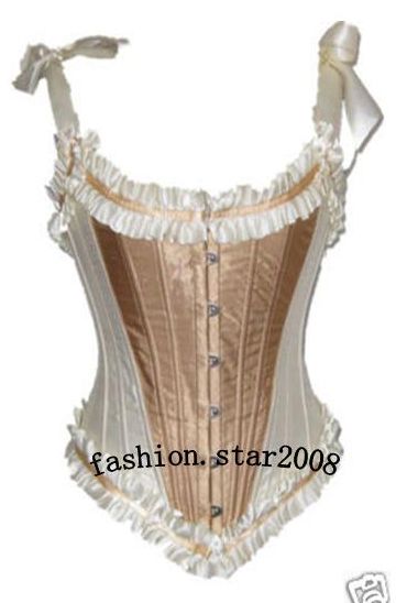 Satin Vintage Lace Up Boned Corset Basque/G String A810  