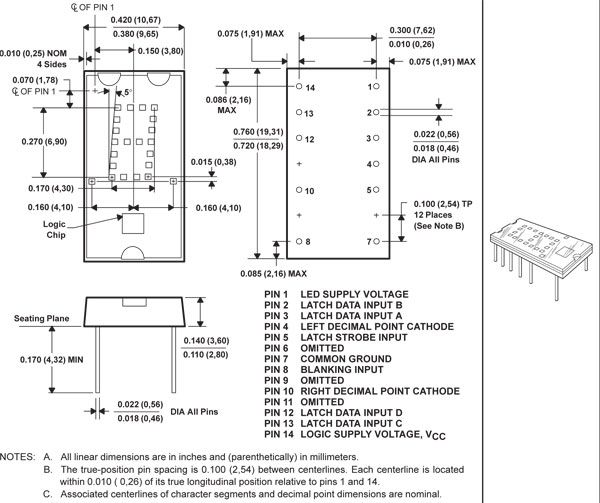 TI TIL311   pantalla hexadecimal, DIS1417 cierre de 4 piezas 