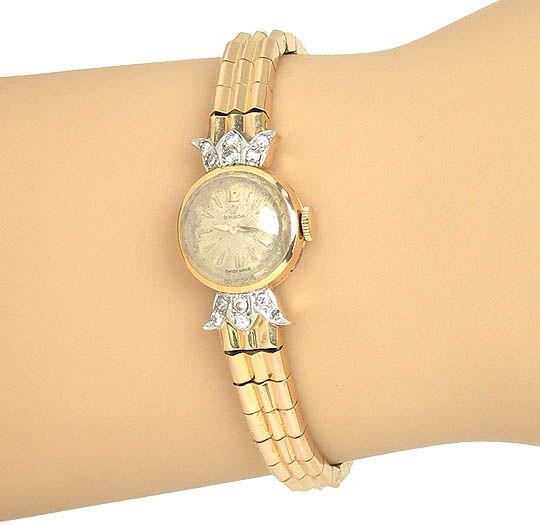 VINTAGE OMEGA 18K GOLD & DIAMONDS LADIES WRIST WATCH  