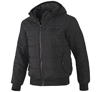 Adidas Originals AC Padded Jacket LARGE L Quilted Hooded BLACK  