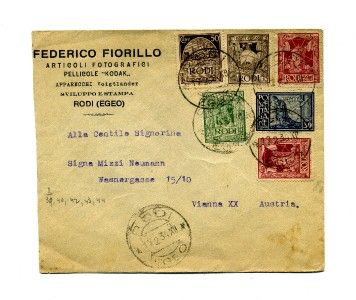   AUSTRIA VIENNA RODI EGEO POSTE ITALIANE LETTER AEGEAN ISLANDS COVER