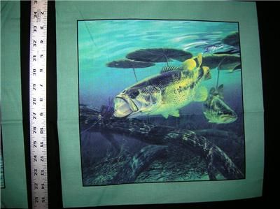 New Bass Fish Fishing Fabric Panel Wall Quilt Pillow on PopScreen