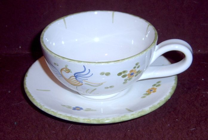 Decor Vieux Faience Moustiers Gold Bird Cup & Saucer  