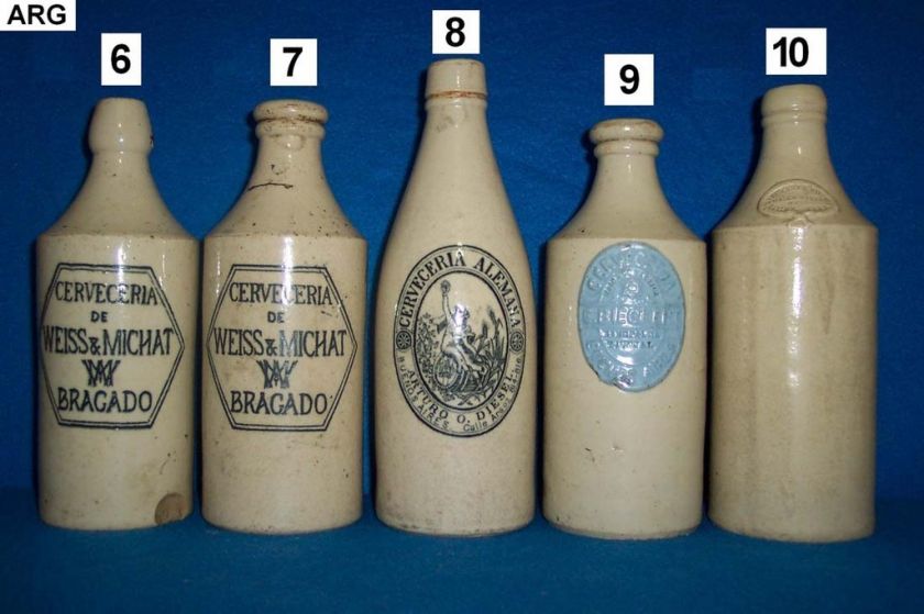 COLLECTION 71 POTTERY ARGENTINA BEER BOTTLES STONEWARE  