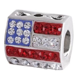 Silverado USA American Flag European Silver Bead Charm  