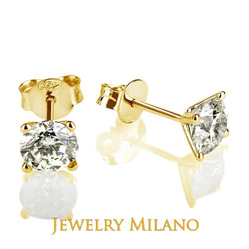 CT REAL DIAMOND SOLITAIRE EARRINGS 18K SOLID Y GOLD  