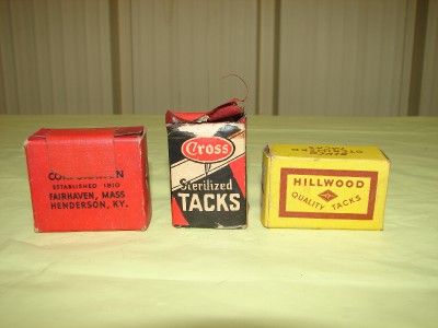 VINTAGE THREE PAPER BOXES HILLWOOD/CROSS QUALITY TACKS  