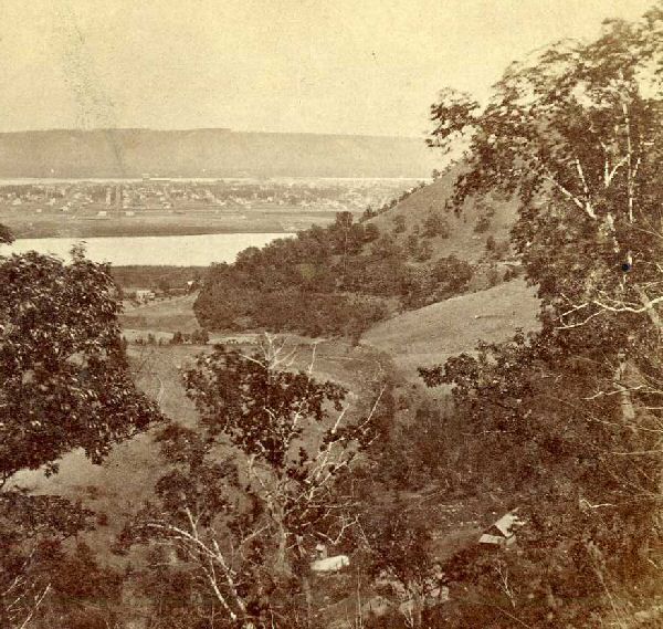 Winona, MN long view from Valley by Sugar Loaf (?), Hoard & Tenney 