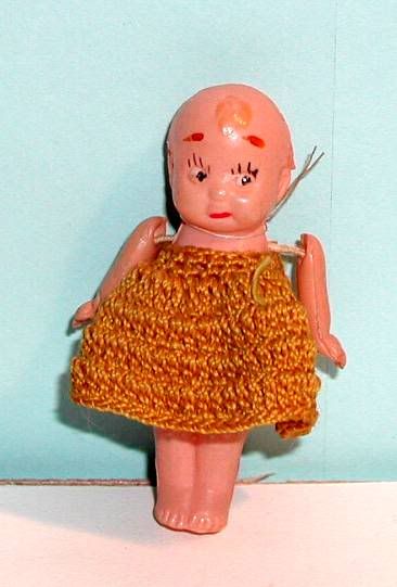 VINTAGE 2.5 INCHES TALL KEWPIE CELLULOID DOLL STAR W/K  