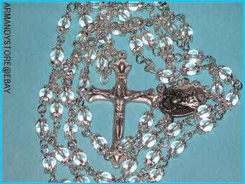 BEAUTIFUL VENETIAN CRYSTAL ROSARY BEADS HOLY LAND  