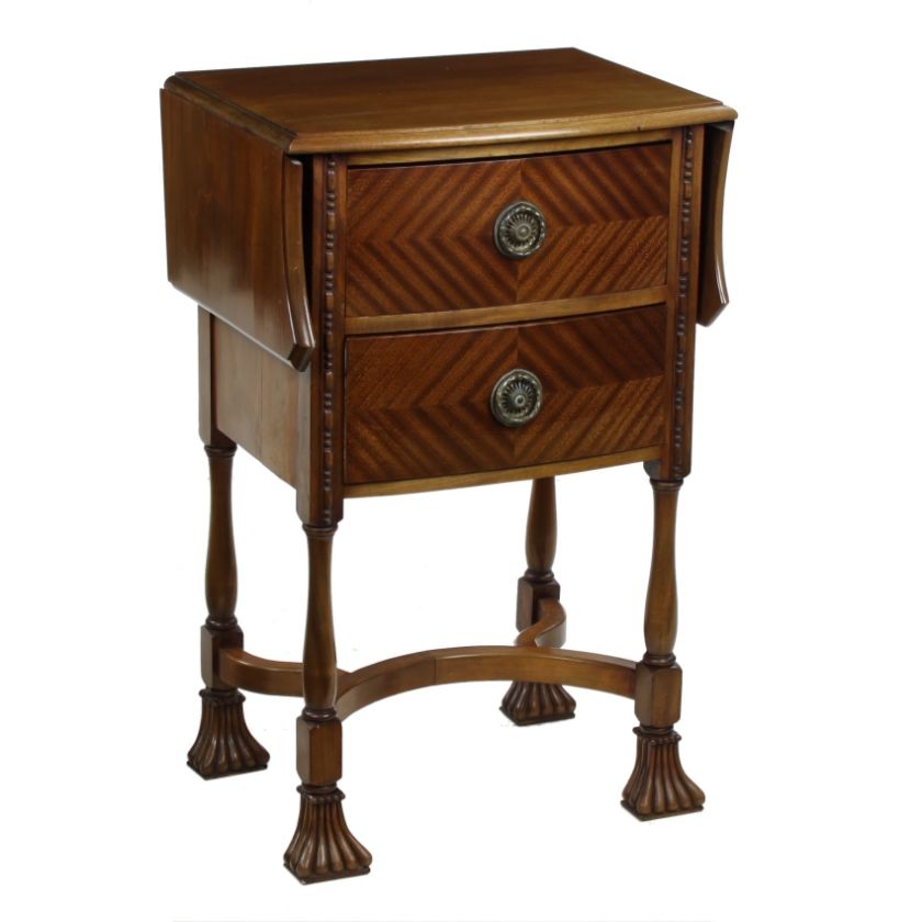 Walnut Drop Leaf Extending Night Stand Bedside Cabinet  