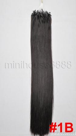 All In One Length Remy Human Hair Extensions 100s 22 Loop #1B, 1g 