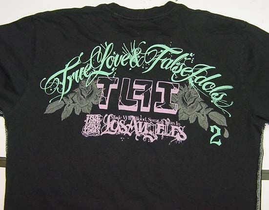 TRUE LOVE & FALSE IDOLS Text & Roses T SHIRT Sz Mens M  