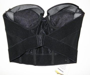 NEW BLACK WONERBRA WOMENS 36 B LONGLINE STRAPLESS BRA 7554  