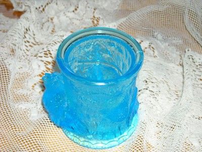 Fabulous Blue Bird &Stump Glass Toothpick Holder,EAPG Portieux 