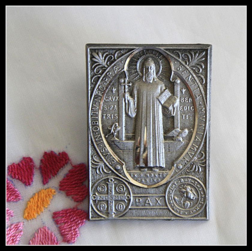 SAINT BENEDICT MEDAL Pewter Car Visor Clip  