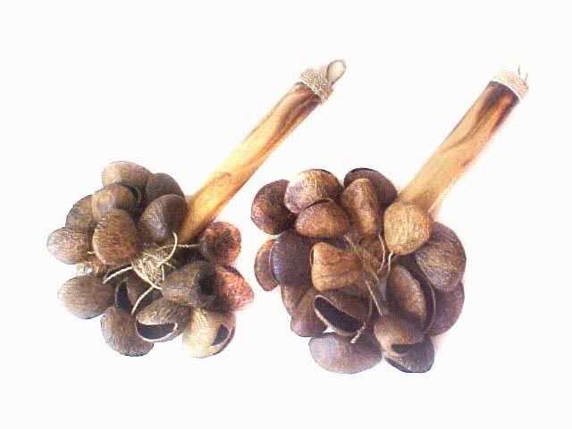 Kluwak Nut Shell Maracas   Torched Bamboo Marakas  