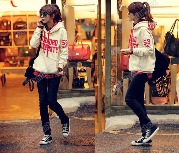   Letter Hoodie Sweatshirt Casual Outerwear Top Coat 2 Colors New  