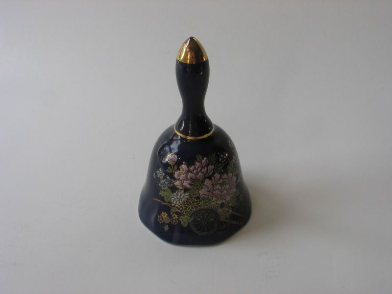 Vintage Blue China Dinner Bell Japan Made Hand Painted  