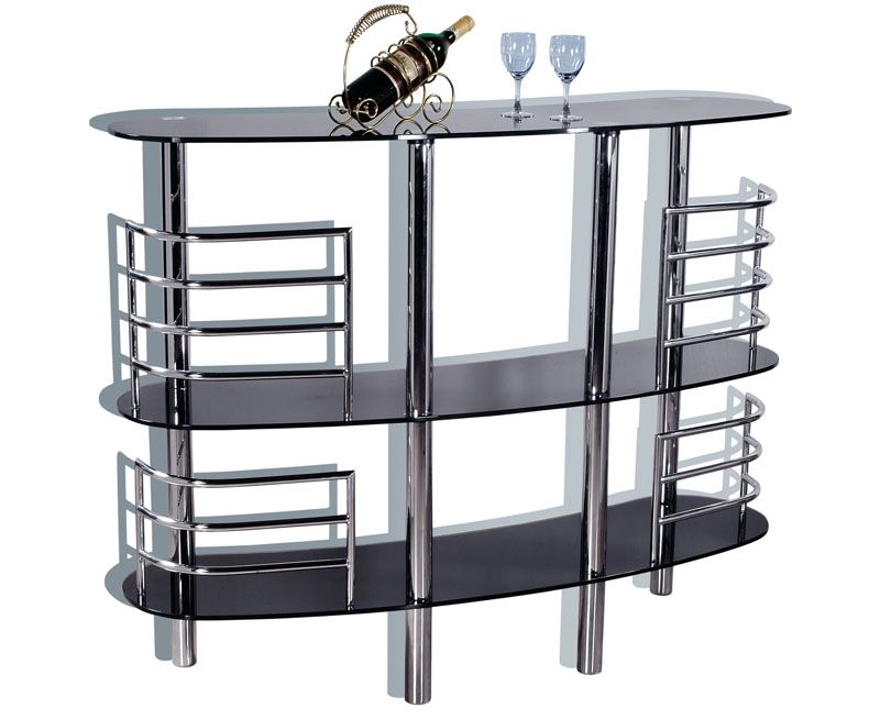 Modern Contemporary Black Glass Bar Table   