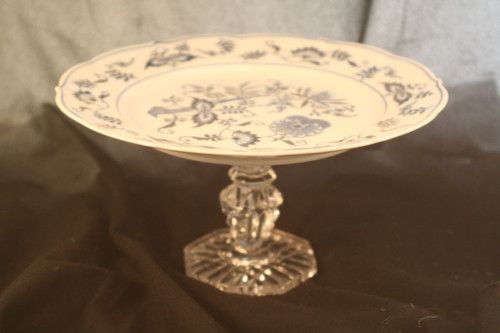 Blue Danube Footed Canape Tidbit Tray Plate Fostoria  