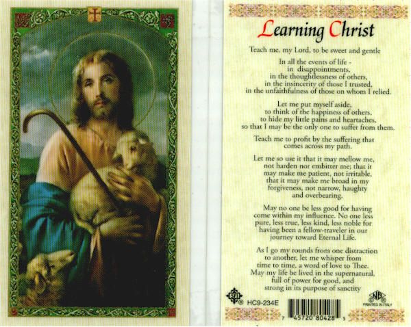 Learning Christ Holy Card Prayer Teach Me My Lord To Be  