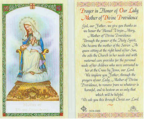 Our Lady Divine Providence Catholic Holy Prayer Card  