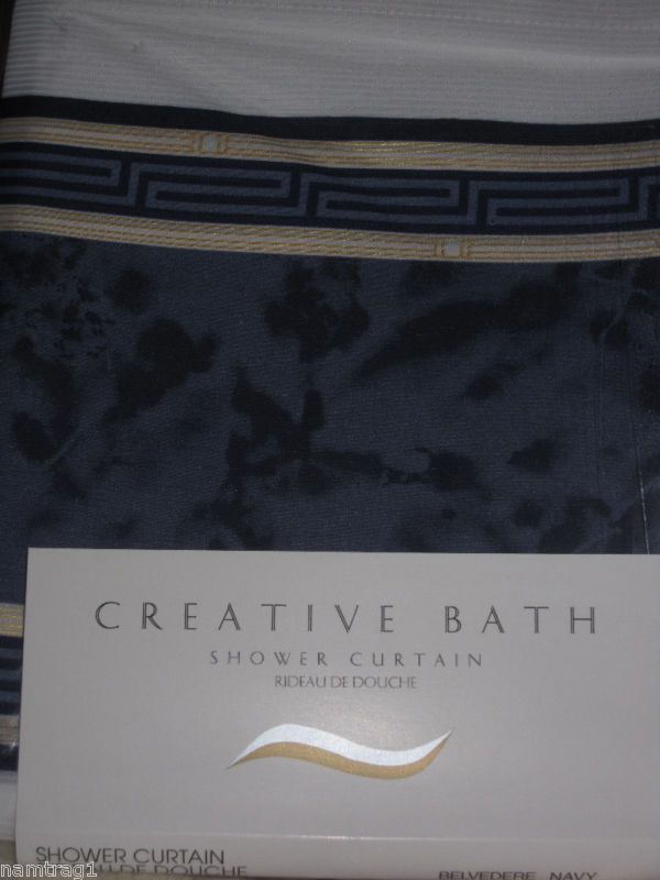 CREATIVE BATH shower Curtain Belvedere NAVY NIP  