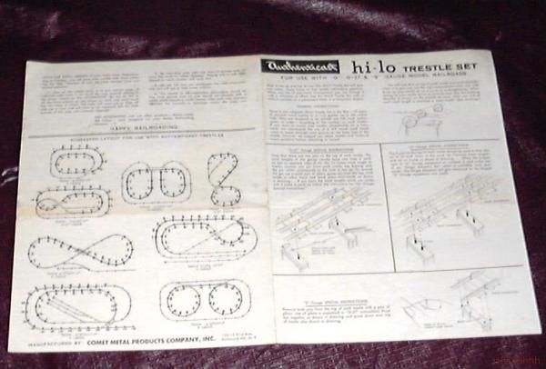 c1950s AUTHENTICAST HI LO TRESTLE SET INSTRUCTIONS  