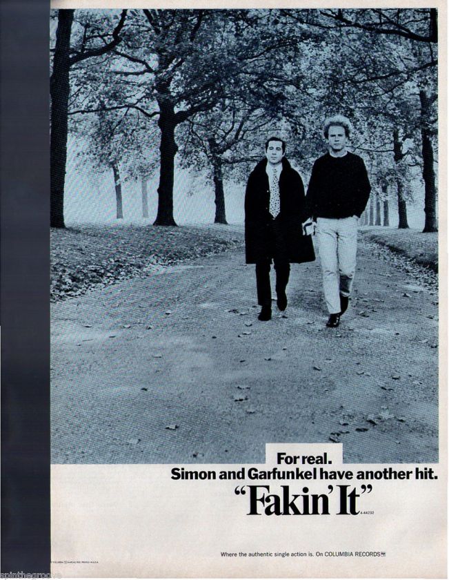 SIMON & GARFUNKEL   Fakin it   1967 VINTAGE BILLBOARD PROMO AD  