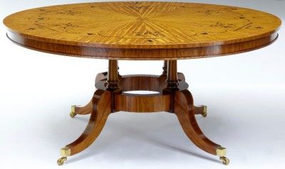 STUNNING SATINWOOD INLAID ROUND BREAKFAST DINING TABLE  