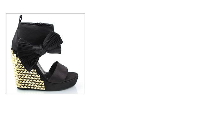 Womens shoes Runway Celebrity ribbon stud Wedge heels  