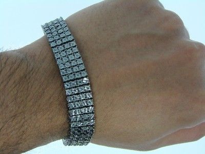 ROW BLACK DIAMONDS ON BLACK GOLD FINISH BRACELET 9  