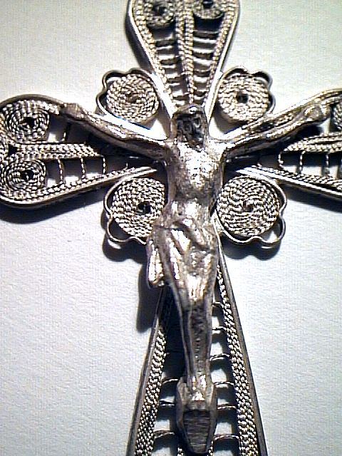 ANTIQUE SILVER FILIGREE CRUCIFIX CROSS PENDANT 5.0 GRAMS MINT 