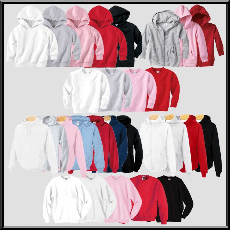 Blank Plain Unprinted Hoodies Sweatshirts TODDLERS KIDS  