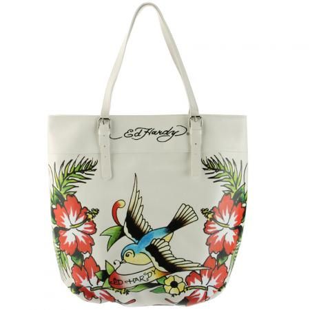 Ed Hardy Tania Tote Bag   White 844179034301  