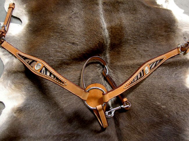 Hair on western Saddle Breast Collar Strap Tack Zebra  