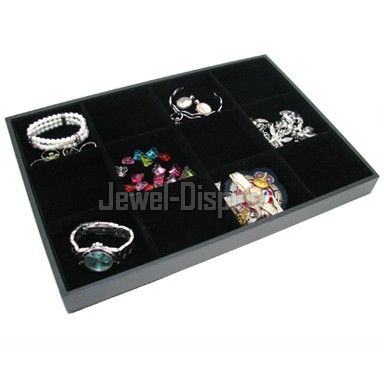 Large Black Jewellery Shop Display 12 Cell Beads Tray  