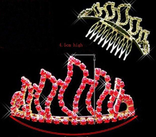 RED CRYSTAL EXOTIC STY BRIDAL WEDDING JEWELRY COMB TIARA CROWN 