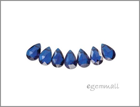 10 CZ Pear Briolette Beads 4x6 Sapphire Blue #64650  