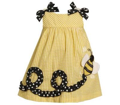 Bonnie Jean Toddler Girls Yellow Bumble Bee Seersucker Spring Summer 