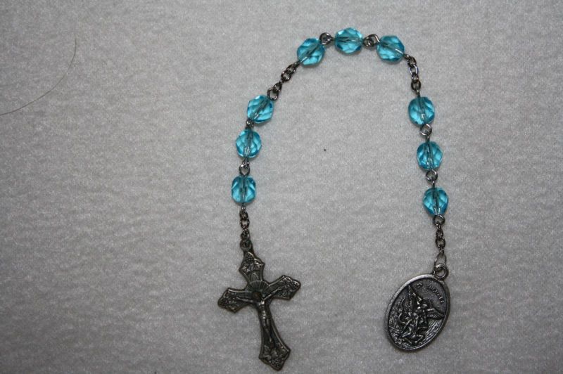 ST. MICHAEL CHAPLET, OCEANIC BLUE GLASS BEADS,HAND MADE  