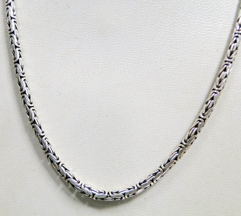 925 sterling silver link chain necklace Byzantine  