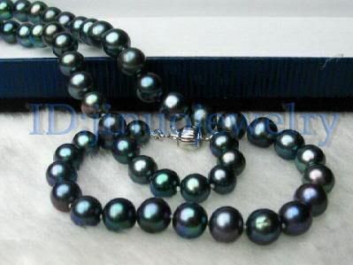 8MM GENUINE Akoya BLACK PEARL NECKLACE 18AAAA+  