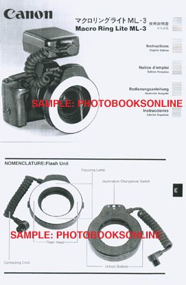 Canon Macro Ring Lite ML 3 Instruction Manual EFGS  