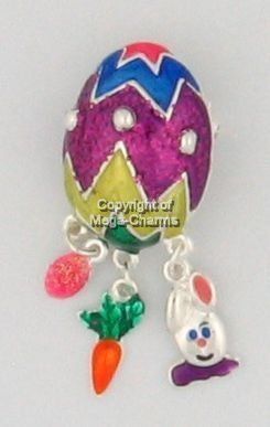 Easter Egg w/ Carrot Rabbit Egg Dangles Brooch AB1069  