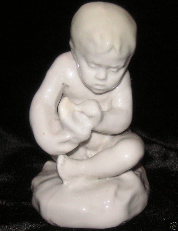 Vintage Soviet Russian Porcelain Figure Art Sculpture USSR Boy Child 