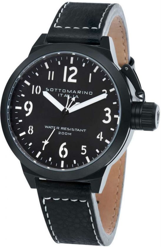 SOTTOMARINO ITALIA SM30279 K BLACK IP LEATHER 52mm NEW  