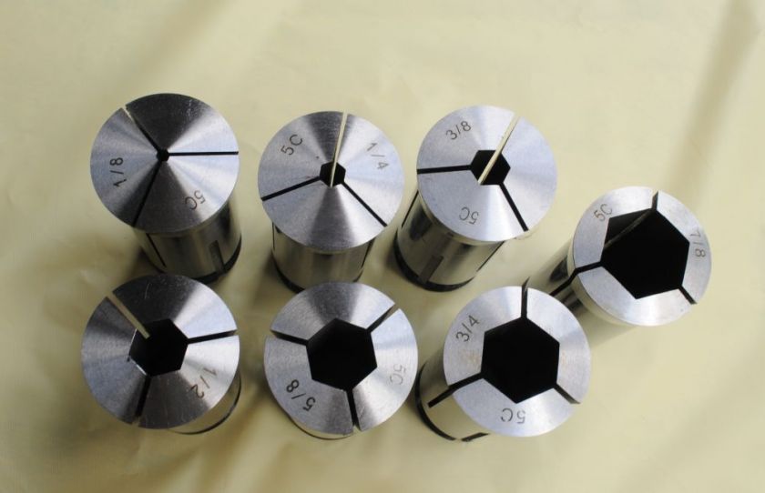 NEW HEX 7 PC 5C COLLET SET 1/8 7/8  